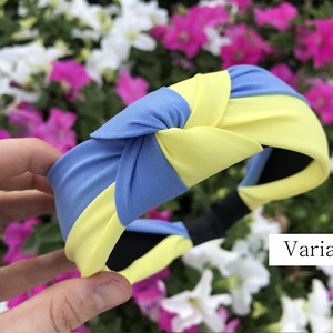 Ukrainian headband women top knot alice band | Ukraine blue yellow hair bow | hair accessories | made in Ukraine image 3