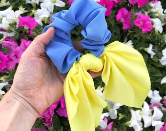 Ukrainian flag ribbon hair tie scrunchie clip accessories | scrunchy with ribbon | made in Ukraine