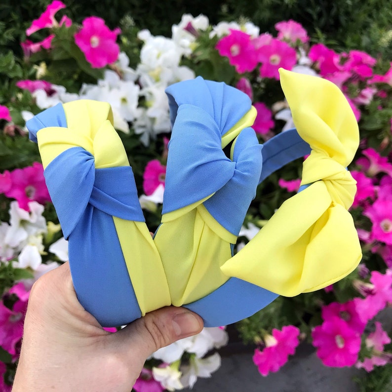 Ukrainian headband women top knot alice band | Ukraine blue yellow hair bow | hair accessories | made in Ukraine image 1