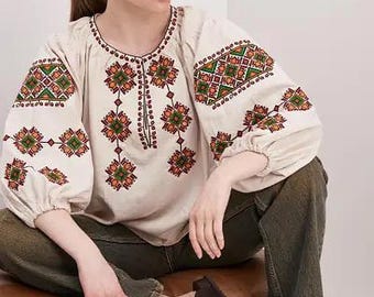 Ukrainian embroidered blouse vyshyvanka woman shirt folk art clothing | ethnic clothes | vishivanka | made in Ukraine