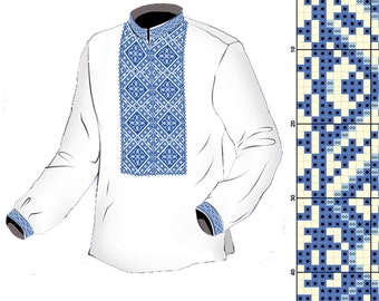 Vyshyvanka men Ukrainian ornament pattern embroidery | Ukraine cross stitch pattern | embroidered shirt | pdf pattern