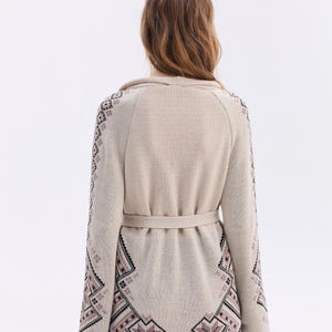Burgundy Wool Cardigan – Ukrainian Knitted Sweater Jacket, Ethnic Embroidered Cardigan, Cozy Knitwear Made in Ukraine image 15