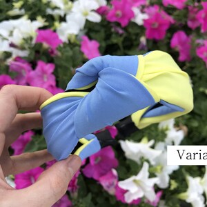 Ukrainian headband women top knot alice band | Ukraine blue yellow hair bow | hair accessories | made in Ukraine image 5