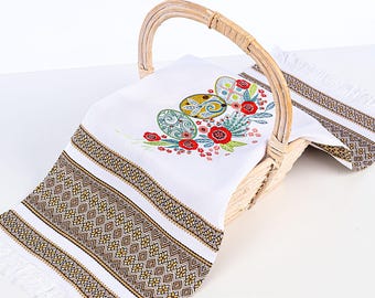 Ukrainian Easter basket cover embroidered towel rushnyk – orthodox christian – made in Ukraine