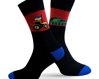 Ukrainian men socks with tractor | made in Ukraine | Ukrainian souvenir | gifts from Ukraine | Christmas gift