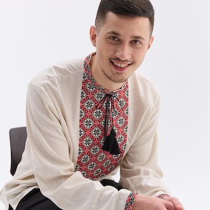 Mens Vyshyvanka Shirt – Ukrainian Embroidered Linen Shirt – Made in Ukraine – Slavic Folk Clothing – Gift for Him