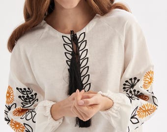 Ukrainian embroidered blouse vyshyvanka woman linen shirt folk art | slavic clothing | vishivanka | made in Ukraine