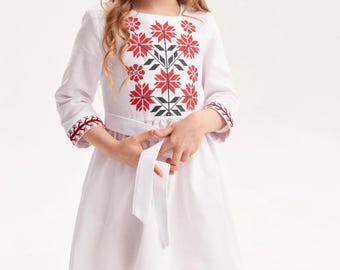 Ukrainian vyshyvanka girls embroidered dress kids slavic ethnic folk art clothing | made in Ukraine