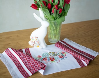 Pascha Basket Cover, Ukrainian Easter Towel Rushnyk Tablecloth – Orthodox Christian – Made in Ukraine Easter Gifts