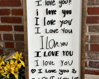 3D Family handwriting “I love you” only sign - Personalized Gift - unique gift idea  - I love you sign - Fathers Day gift -family I love you