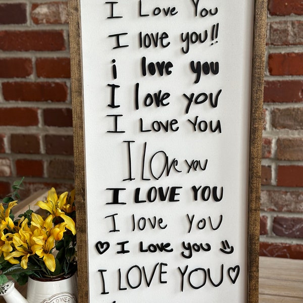 3D Family handwriting “I love you” only sign - Personalized Gift - unique gift idea  - I love you sign - valentines gift - family I love you