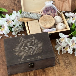 Positive Box, Personalized Wooden Box, Custom Box, Happy Birthday Box, Motivational Gift, Gift Box, Memory Box, Keepsake Box, Gift Set