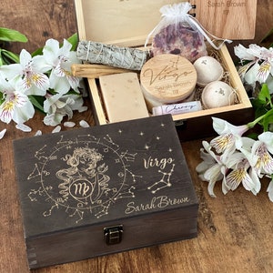 Virgo Zodiac Box, Virgo Witchy Gift Box, Zodiac Gifts, Personalized Wooden Box, Custom Box Zodiac, Astrology Gifts Virgo Gifts, Treasure Box