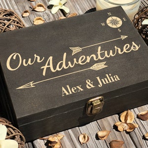 Christmas Eve Wooden Box, Personalized Box, Keepsake Box, Memory Box, Wooden Anniversary Gift, Engraved Box, Travel Gifts, Adventures box