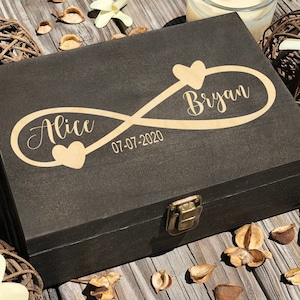 Personalized Wooden Keepsake Box: Engraved Infinity Sign, Memory Box
