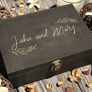 Custom Name Wood Memory Box, Engraved Keepsake Gift