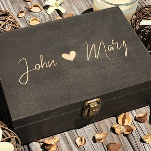 Memory Box, Custom Name Box, Personalized Box, Wooden Box, Custom Couple Gift, Keepsake Box, Couples Gift, Wooden Anniversary Gift, Engraved