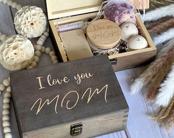 I Love You Mom, Personalized Wooden Box, Mothers Day Gift Set, Mothers Day Box, Keepsake Box, Memory Box, Gift For Mom, Gift Box For Mother