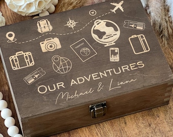 Personalized Wooden Keepsake Box: Custom Engraved Travel Memory Box