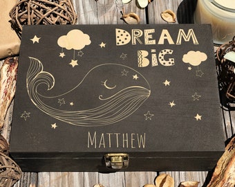 Dream Big Box, Personalized Kids Box, Memory Box For Kids, Wooden Box, Baby Boy Gift, Keepsake Box, Baby Box, 1st Birthday Gift, Kids Gift