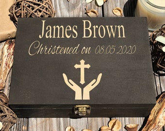 Personalized Baptism Wooden Keepsake Box: Engraved Memory Gift