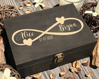 Personalized Wooden Box, Custom Box, Keepsake Box, Infinity Sign, Memory Box Gift Ideas, Engraved Box, Adventures Box, Gift For Couple