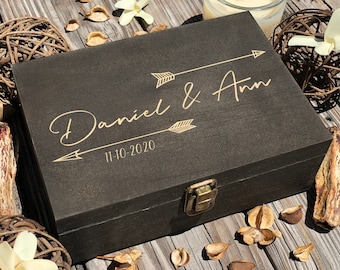 Personalized Wooden Keepsake Box, Engraved Memory Box, Anniversary Gift