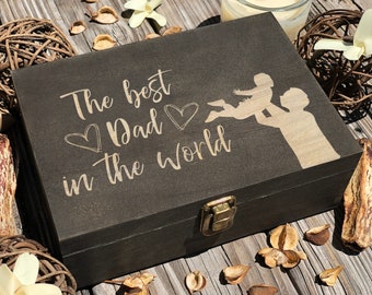 The Best Dad In The World Box, Father's Day Gift, Engraved Box, Birthday Gift For Dad, Personalized Gift, Wooden Custom Box, Memory Box