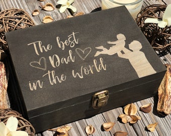 Engraved Wooden Memory Box, Personalized Father's Day Gift