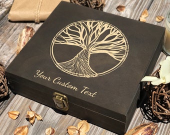 Celtic Tree Of Life Box, Personalized Wooden Box, Custom Box, Keepsake Box, Memory Box, Engraved Box, Rustic, Gift box, Tree Of Life Art