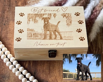 Pet Memory Box, Custom Pet Portrait Box, Dog Portrait Box, Custom Photo Box, Wooden Personalized Box, Dog Lover Gift, Pet Memorial Gift
