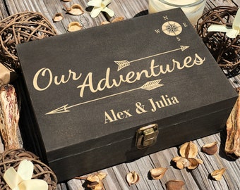 Christmas Eve Wooden Box, Personalized Box, Keepsake Box, Memory Box, Wooden Anniversary Gift, Engraved Box, Travel Gifts, Adventures box