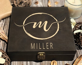 Personalized Monogram Keepsake Box, Custom Initial Memory Gift