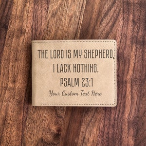 Psalm 23:1 Engraved Wallet Cherished for Dad, Grandfather, Pastor | Christian Celebrations, Birthdays, Spiritual Peace