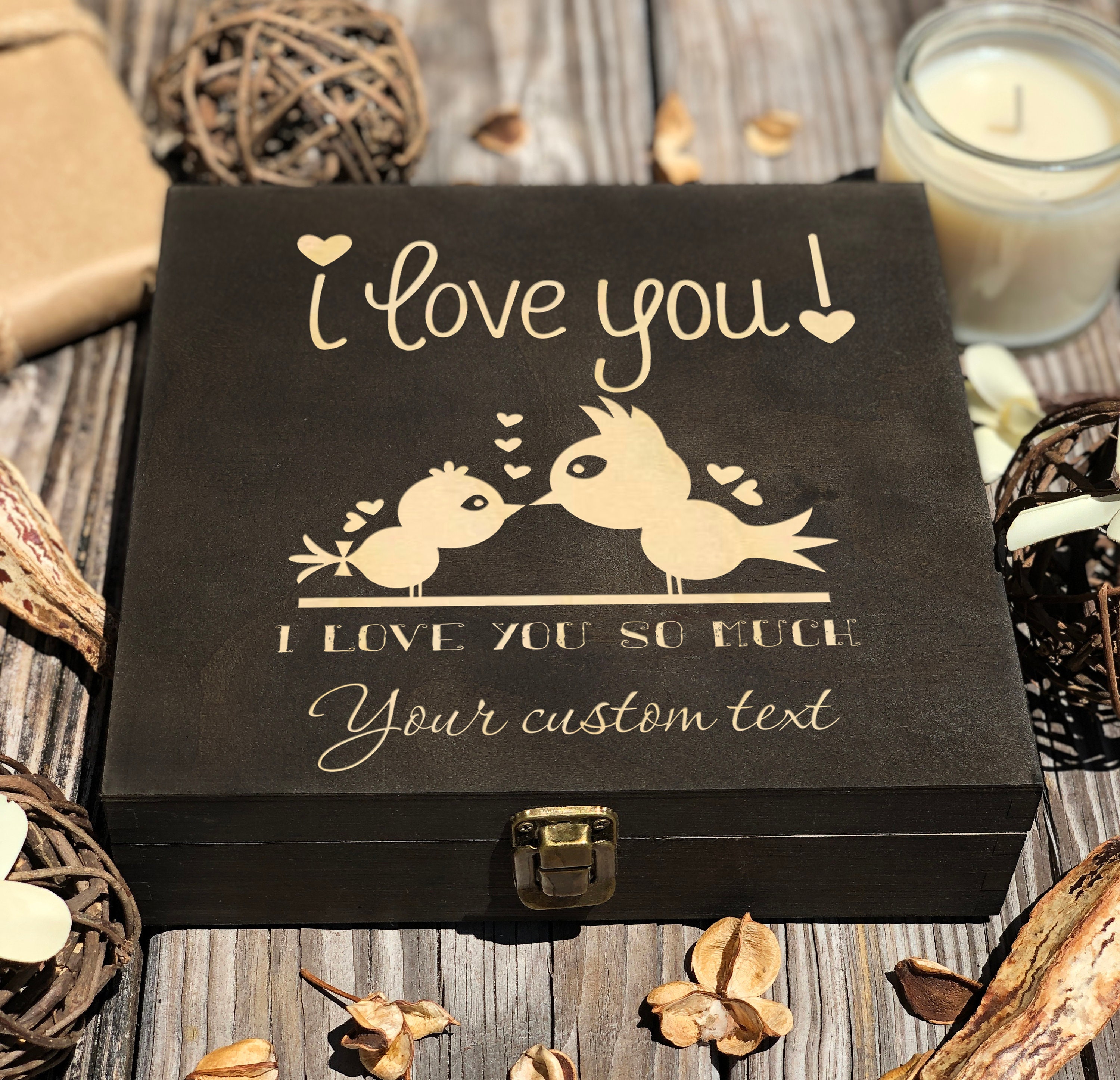 Personalized Box Wooden Box I Love You Box Valentine's Etsy UK