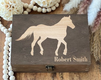 Scatola Portagioie In Legno Con Ferro Di Cavallo – Arricraft – Scrigno Ricordi Con Chiusura In Metallo – 23x18x7 Cm