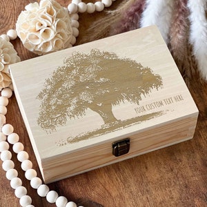 Cadeaux d’anniversaire personnalisés, boîte en bois, boîte commémorative, boîte à souvenirs, cadeau personnalisé d’arbre, cadeau de Noël meilleur ami, boîte de bagues de fiançailles