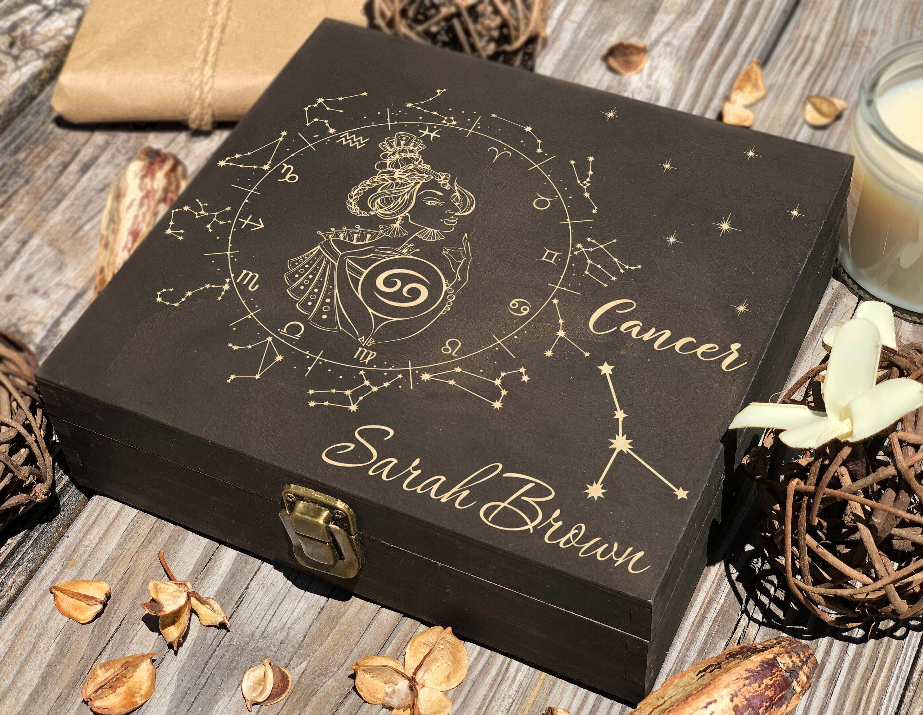 Cancer Zodiac Box Custom Box Zodiac Sign Zodiac Gifts Etsy