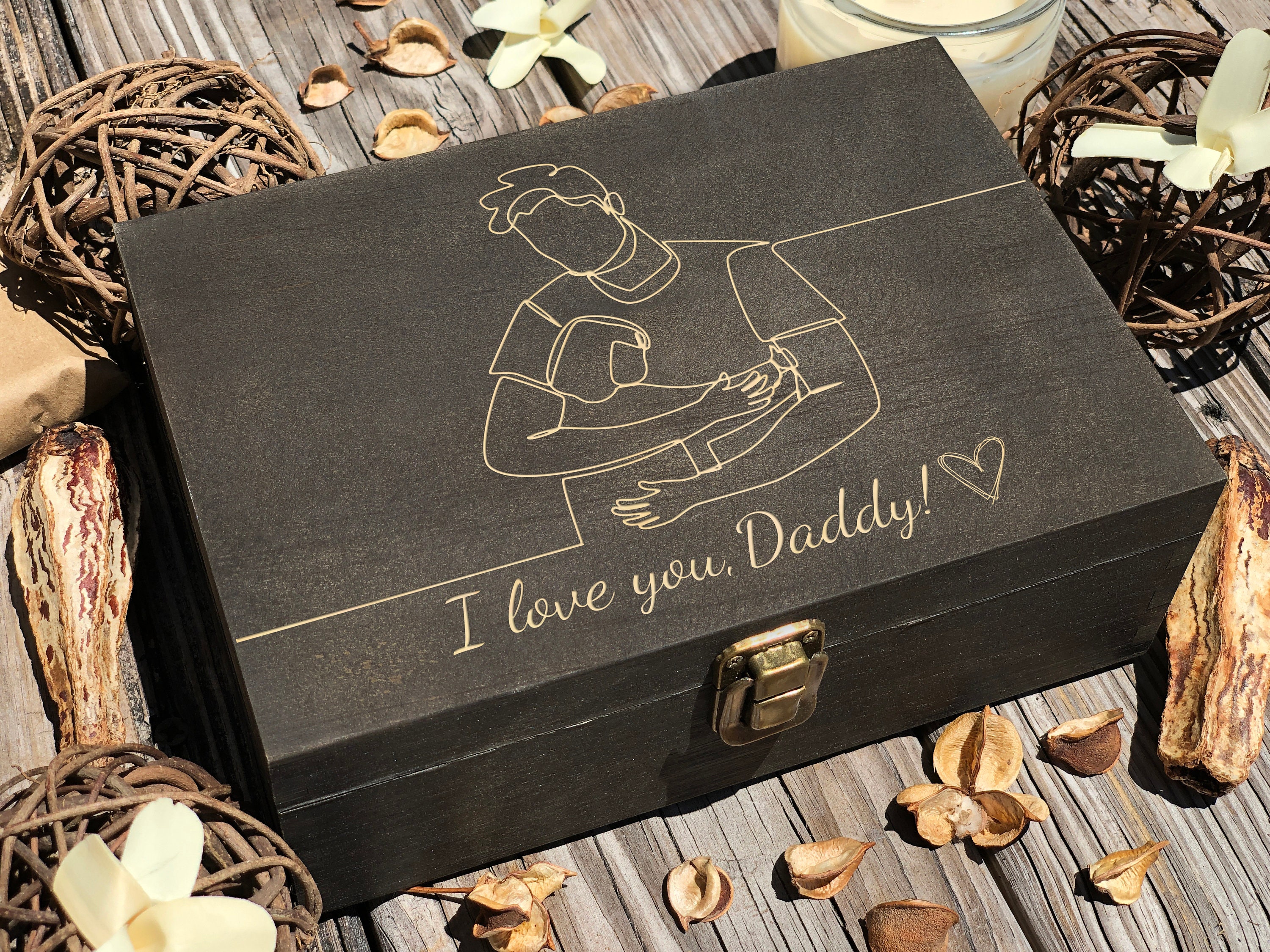 8x10 Large Wood Memory Box Engraved Walnut Box for 