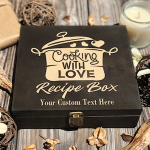 Personalized Recipe Box, Custom Family Recipe Box, Recipe Card Box, Wooden Box, Custom Box, Engraved Box, Wood Box, Keepsake Box, Memory Box
