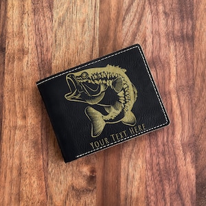 Cartera con grabado de pez: regalo perfecto para los entusiastas de la pesca en el día del padre, cumpleaños o Navidad