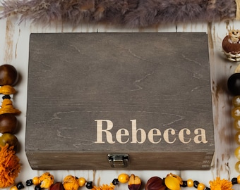 Engraved Wooden Keepsake Box: Personalized Memory Chest, Custom Name