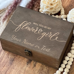 Flower Girl, Personalized Named Box, Custom Name Box, Memory Box, Keepsake Box, Wooden Box, Gift For Wedding, Women Gift, Unique Gift