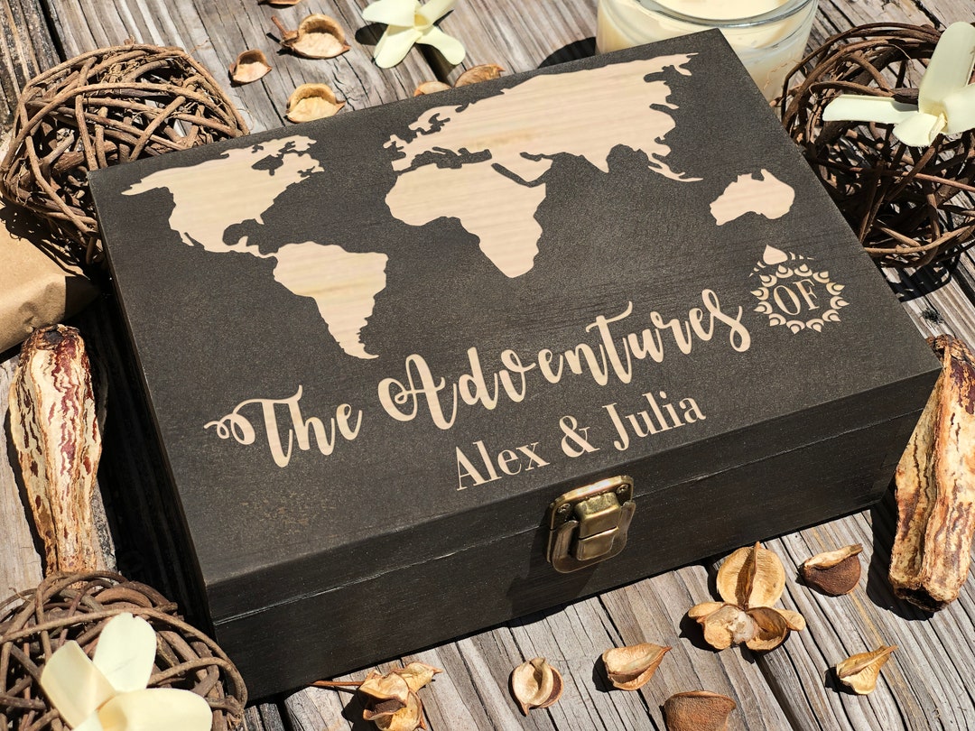 Personalized World Map Wooden Keepsake Box: Adventure Memory Box - Etsy