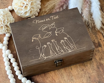 Personalized Graduation Keepsake Box: Engraved Wooden Memory Box