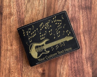 Electric Guitar Engraved Wallet: Ideal for Dad, Musician Friend | Birthdays, Music Events, Unique Keepsake