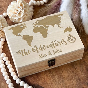 Keepsake Box, Adventure, World Map Box, Travel, Decorative, Personalized Box, Memory Box, Wedding Gift, Treasure, Wooden Box Anniversary image 4