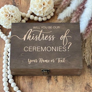 Mistress Of Ceremonies, Personalized Named Box, Custom Name Box, Memory Box, Keepsake Box, Wooden Box, Bridesmaid, Unique Gift, Storage Box