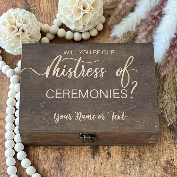 Mistress Of Ceremonies, Personalized Named Box, Custom Name Box, Memory Box, Keepsake Box, Wooden Box, Bridesmaid, Unique Gift, Storage Box