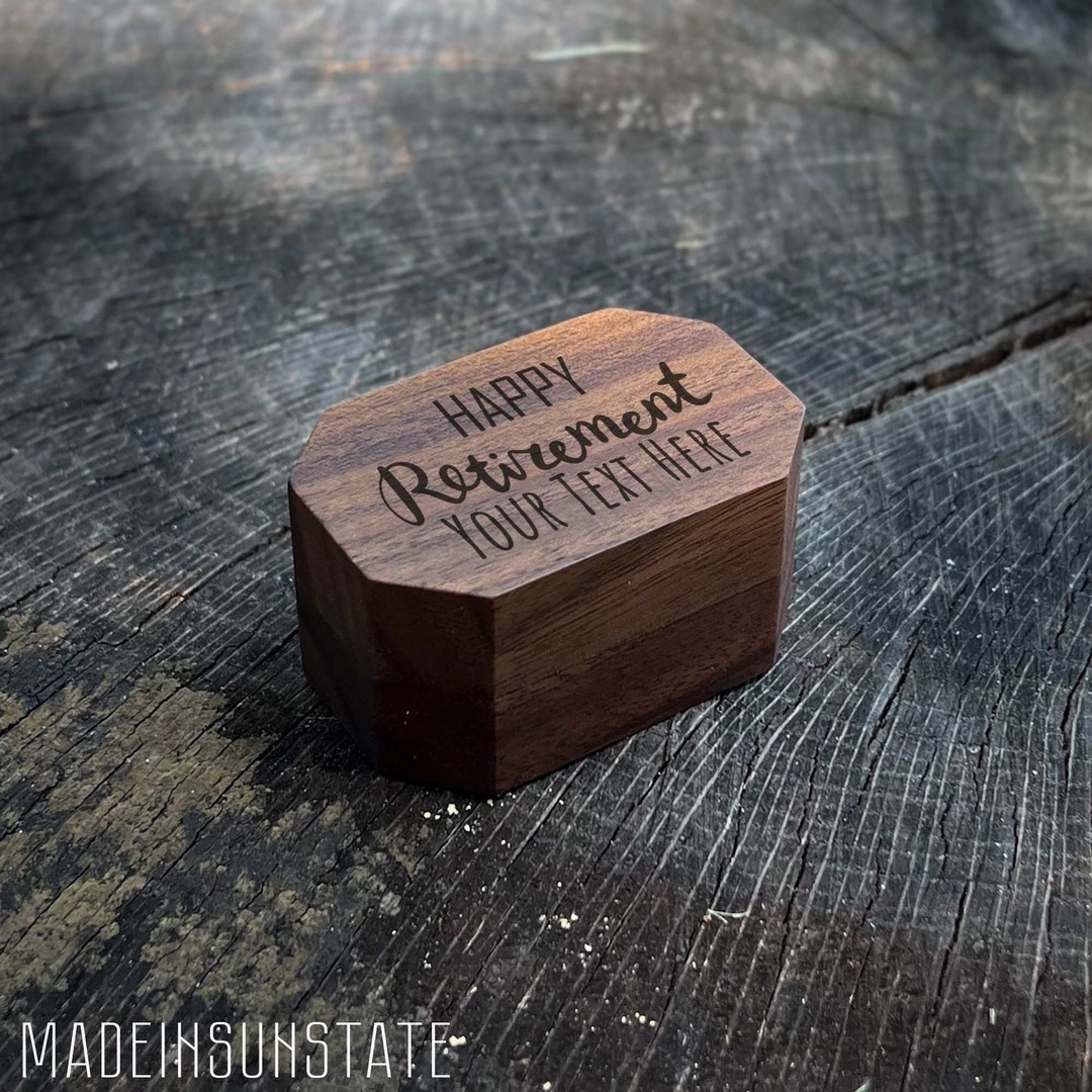 Retirement Counter Rings Happy Retirement Ring Box - Custom Wooden Keepsake for Celebrating New ...